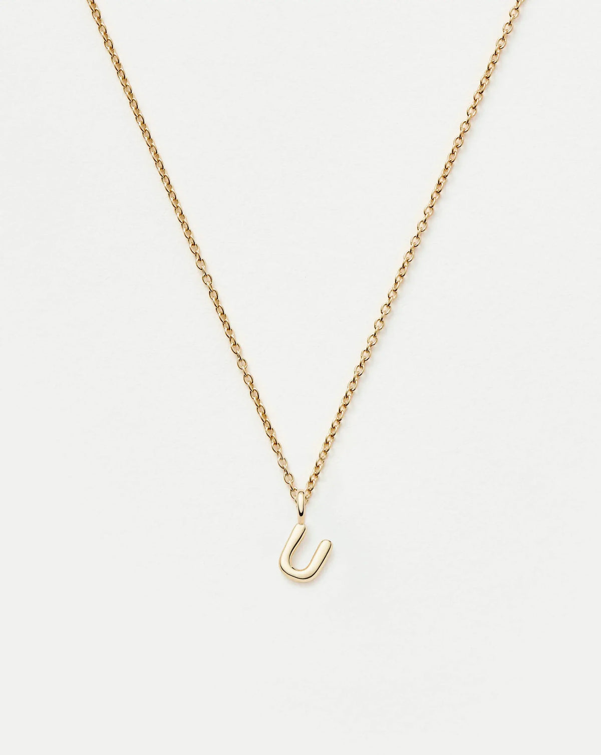 Solid Gold Initial Mini Pendant Necklace - U | 14ct Solid Gold