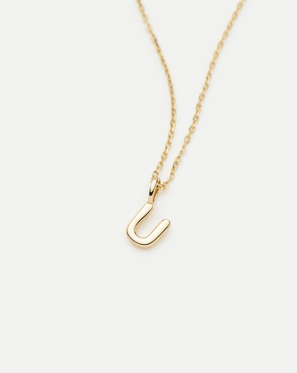 Solid Gold Initial Mini Pendant Necklace - U | 14ct Solid Gold