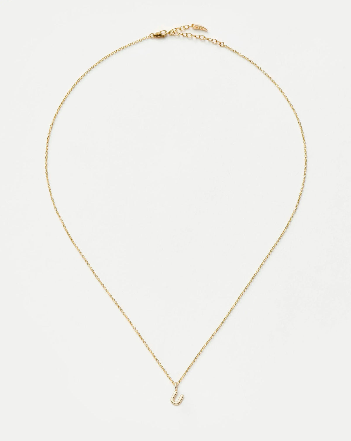 Solid Gold Initial Mini Pendant Necklace - U | 14ct Solid Gold