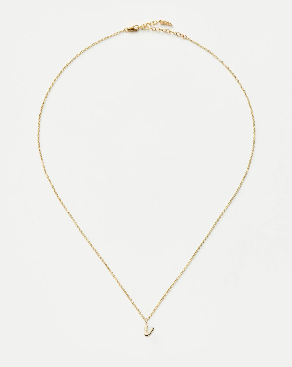 Solid Gold Initial Mini Pendant Necklace - V | 14ct Solid Gold