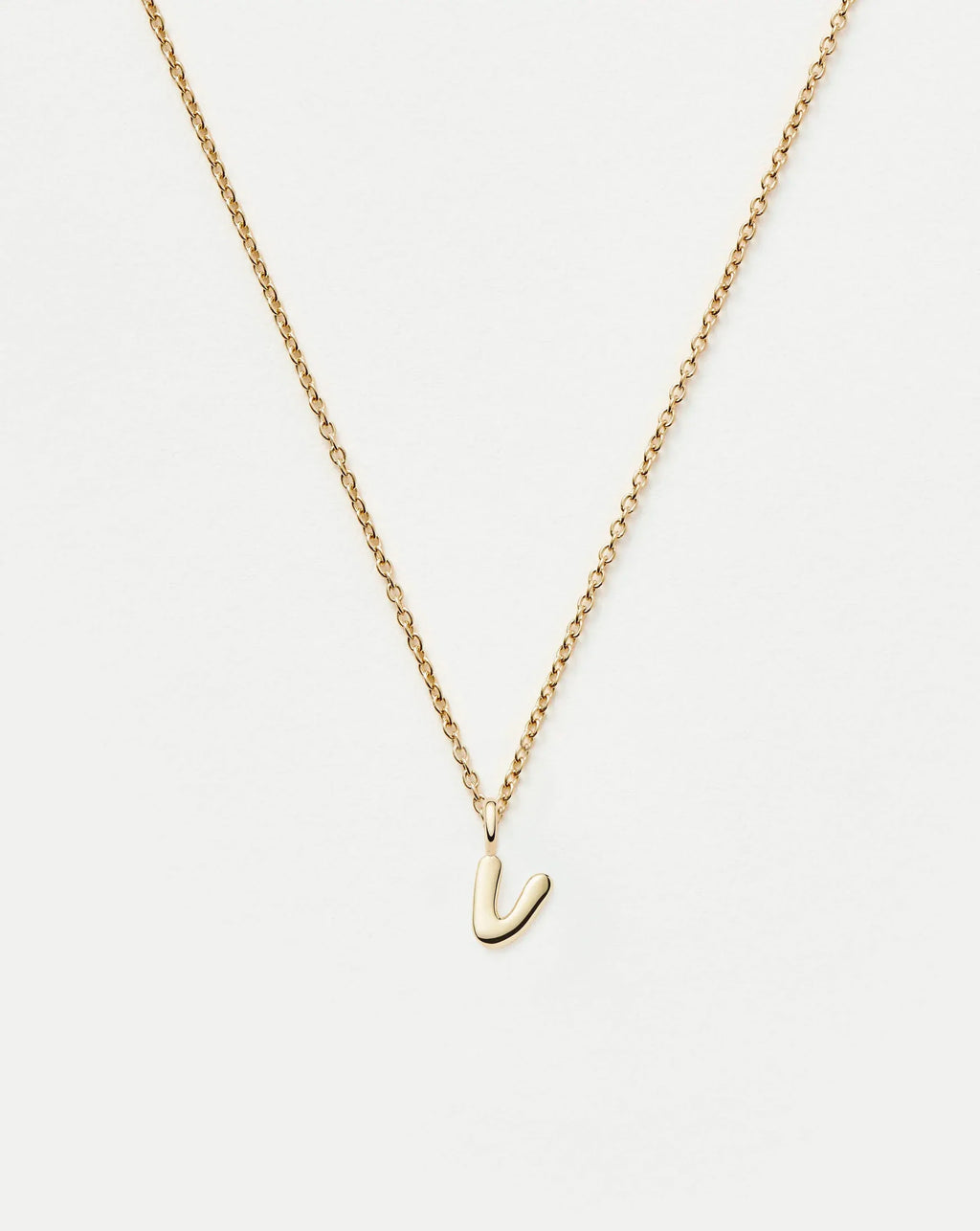 Solid Gold Initial Mini Pendant Necklace - V | 14ct Solid Gold