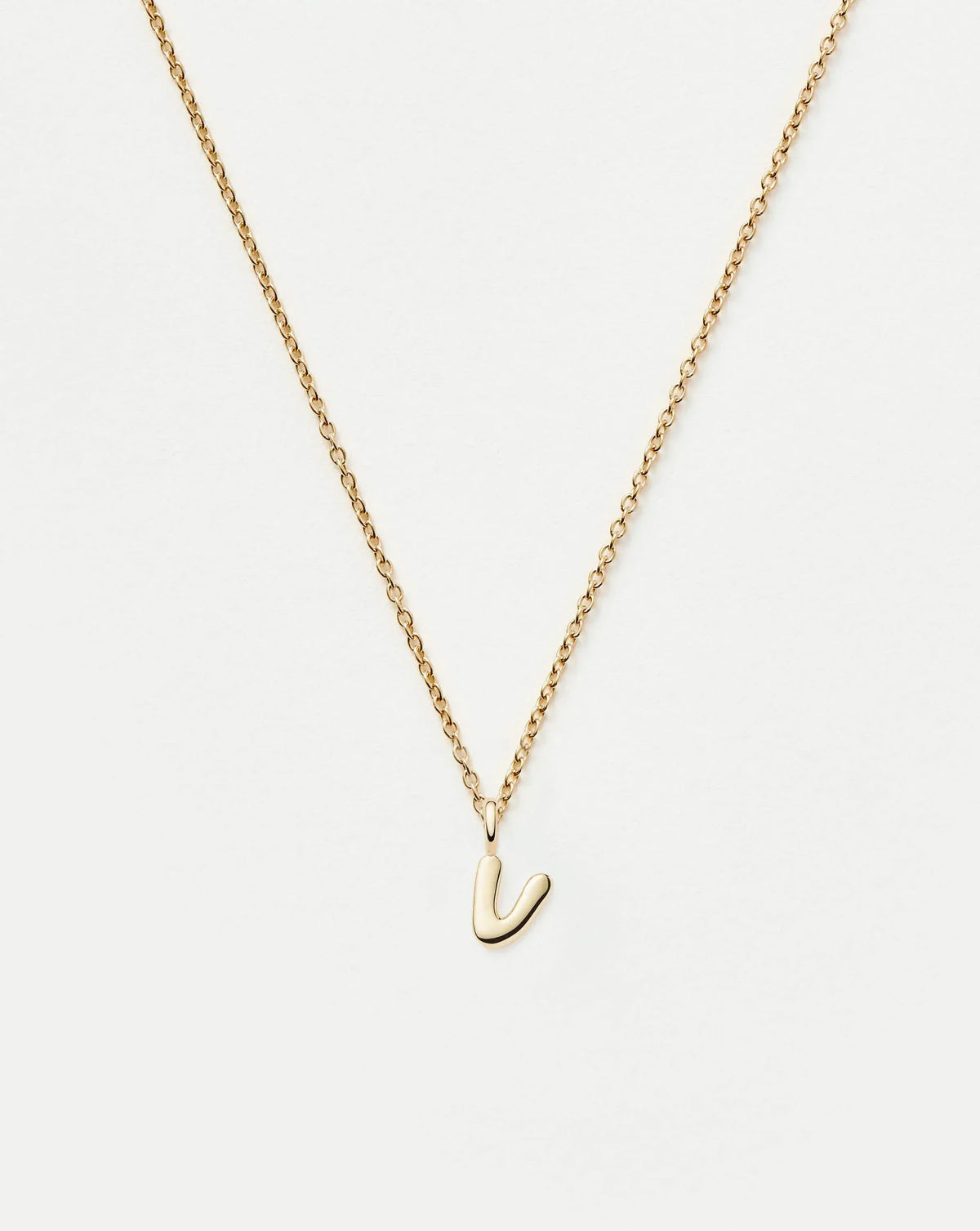 Solid Gold Initial Mini Pendant Necklace - V | 14ct Solid Gold