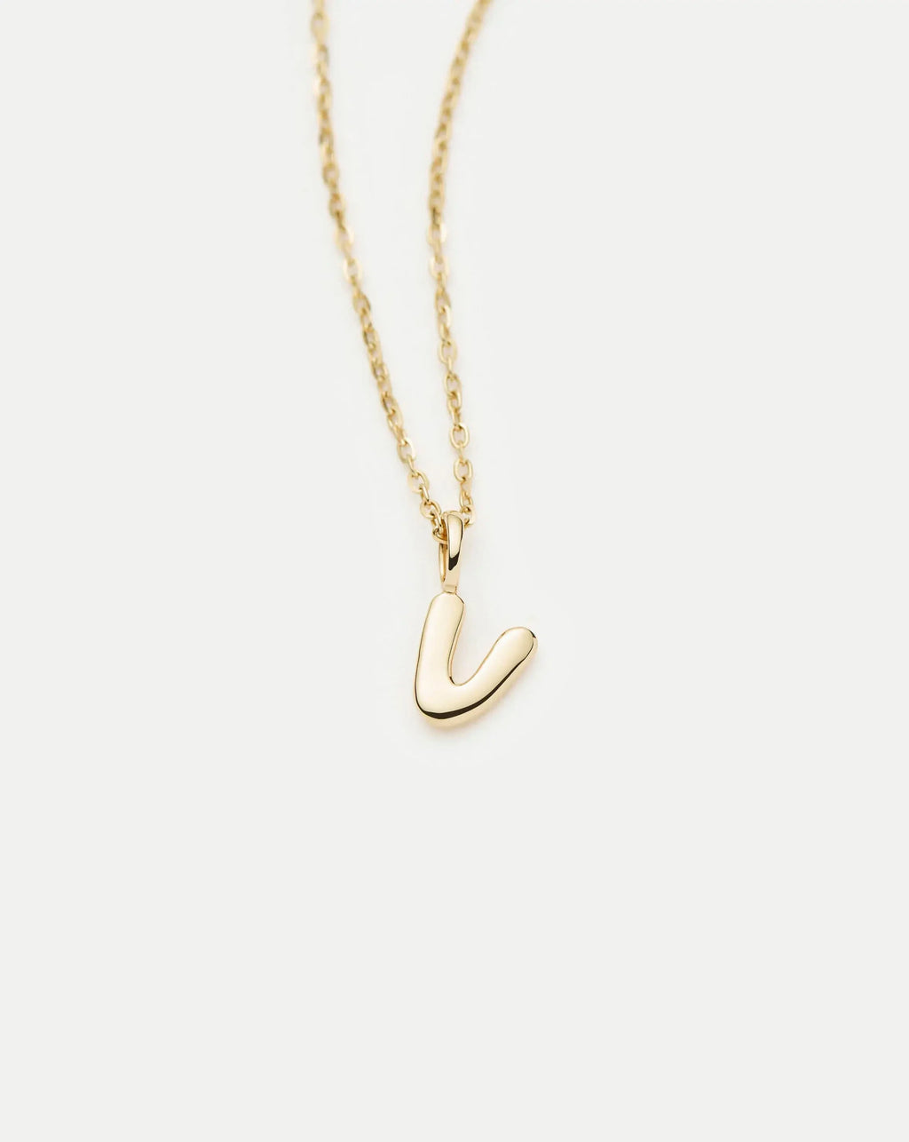 Solid Gold Initial Mini Pendant Necklace - V | 14ct Solid Gold