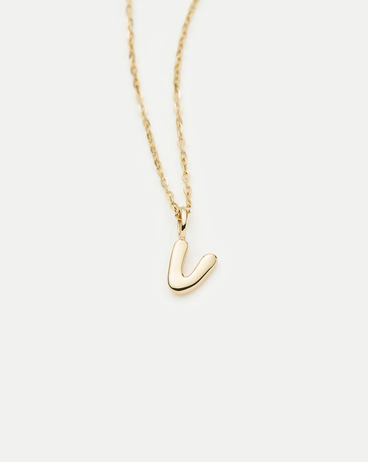 Solid Gold Initial Mini Pendant Necklace - V | 14ct Solid Gold