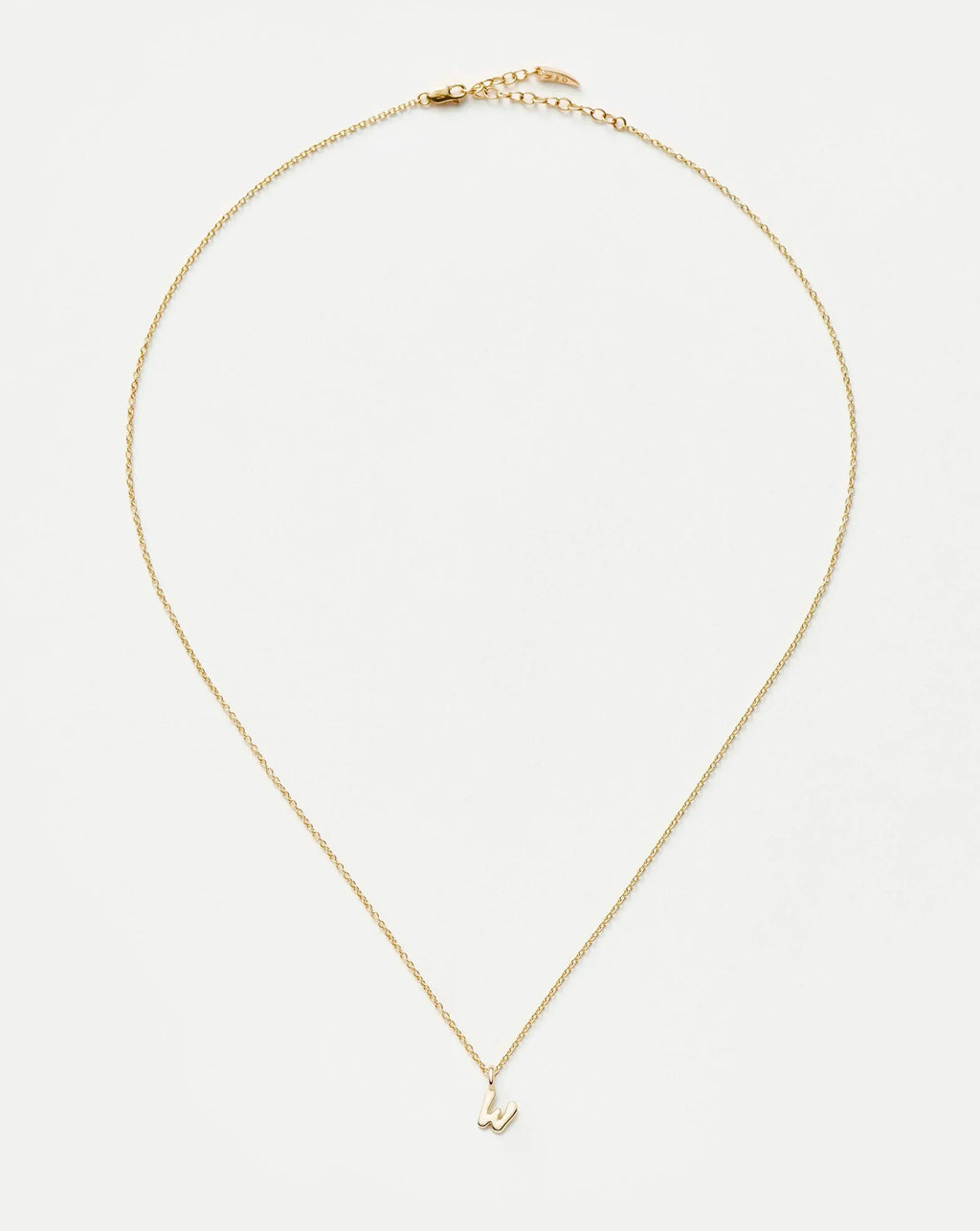 Solid Gold Initial Mini Pendant Necklace - W | 14ct Solid Gold