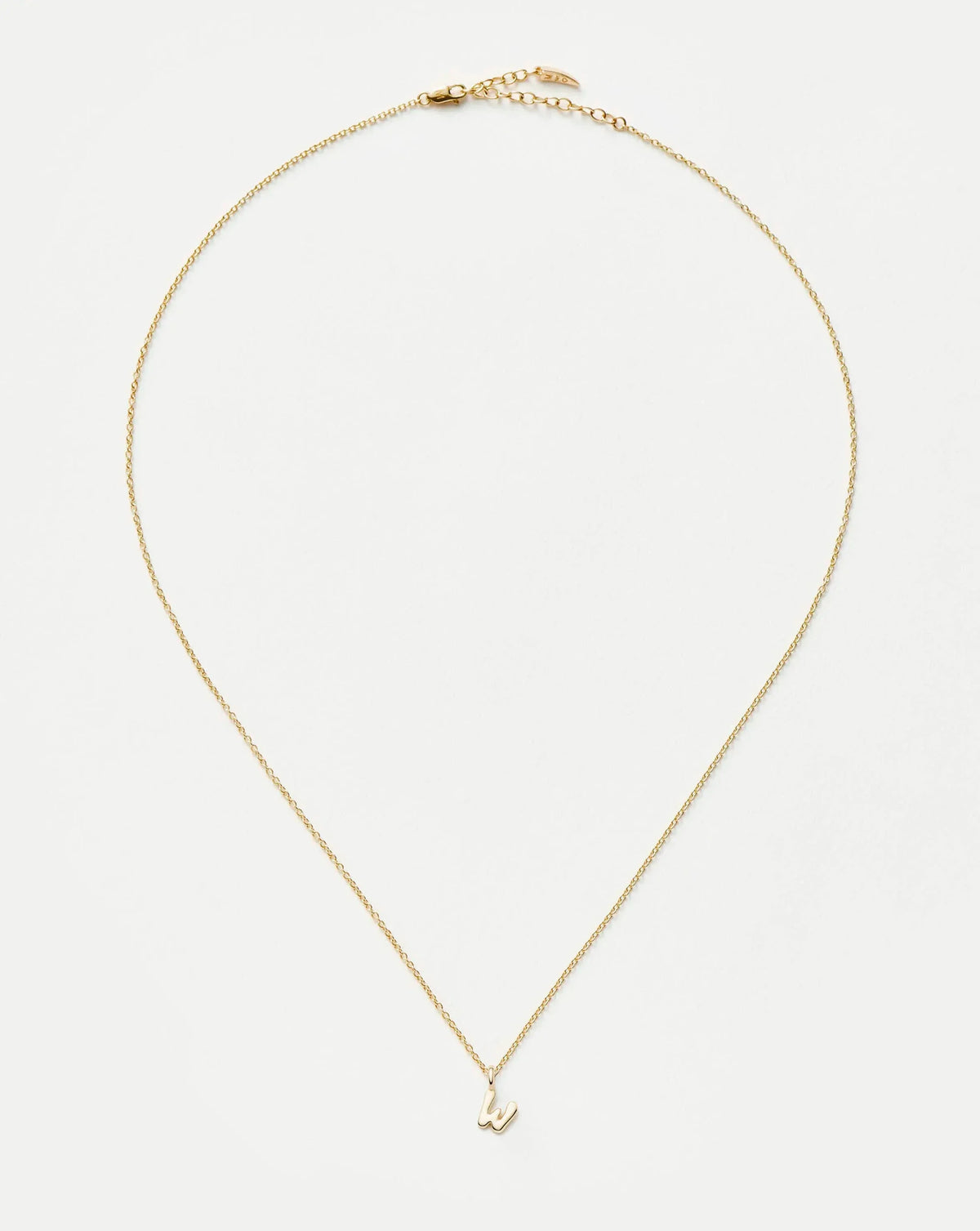 Solid Gold Initial Mini Pendant Necklace - W | 14ct Solid Gold