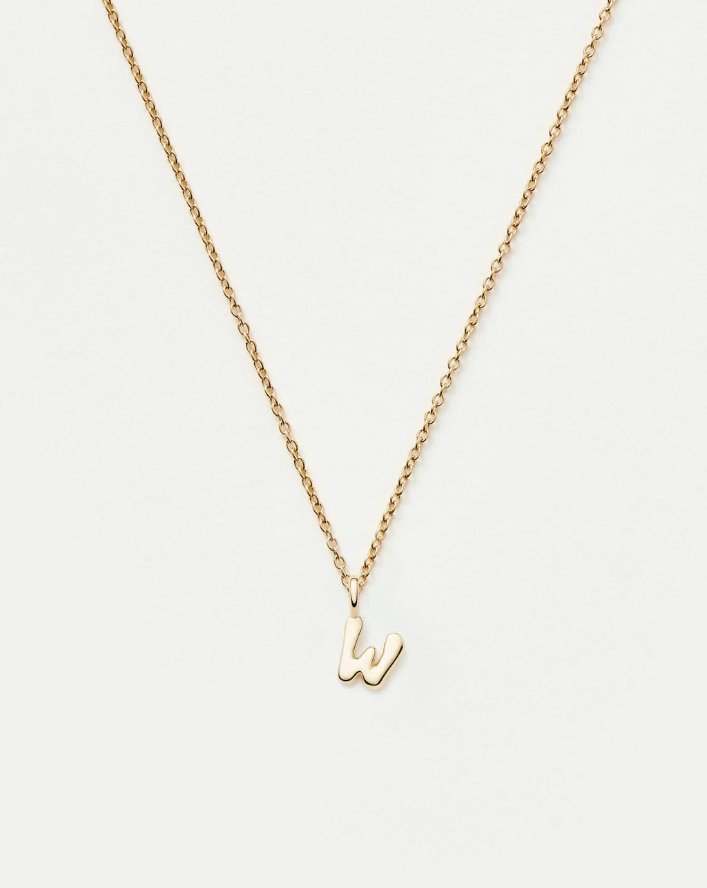Solid Gold Initial Mini Pendant Necklace - W | 14ct Solid Gold