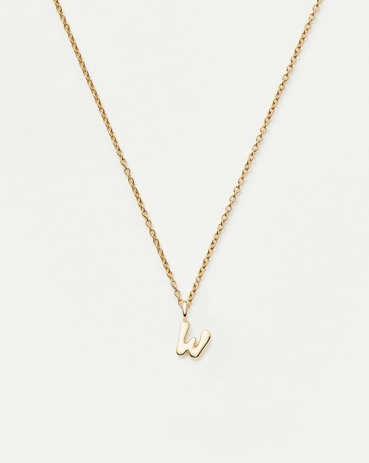 Solid Gold Initial Mini Pendant Necklace - W | 14ct Solid Gold