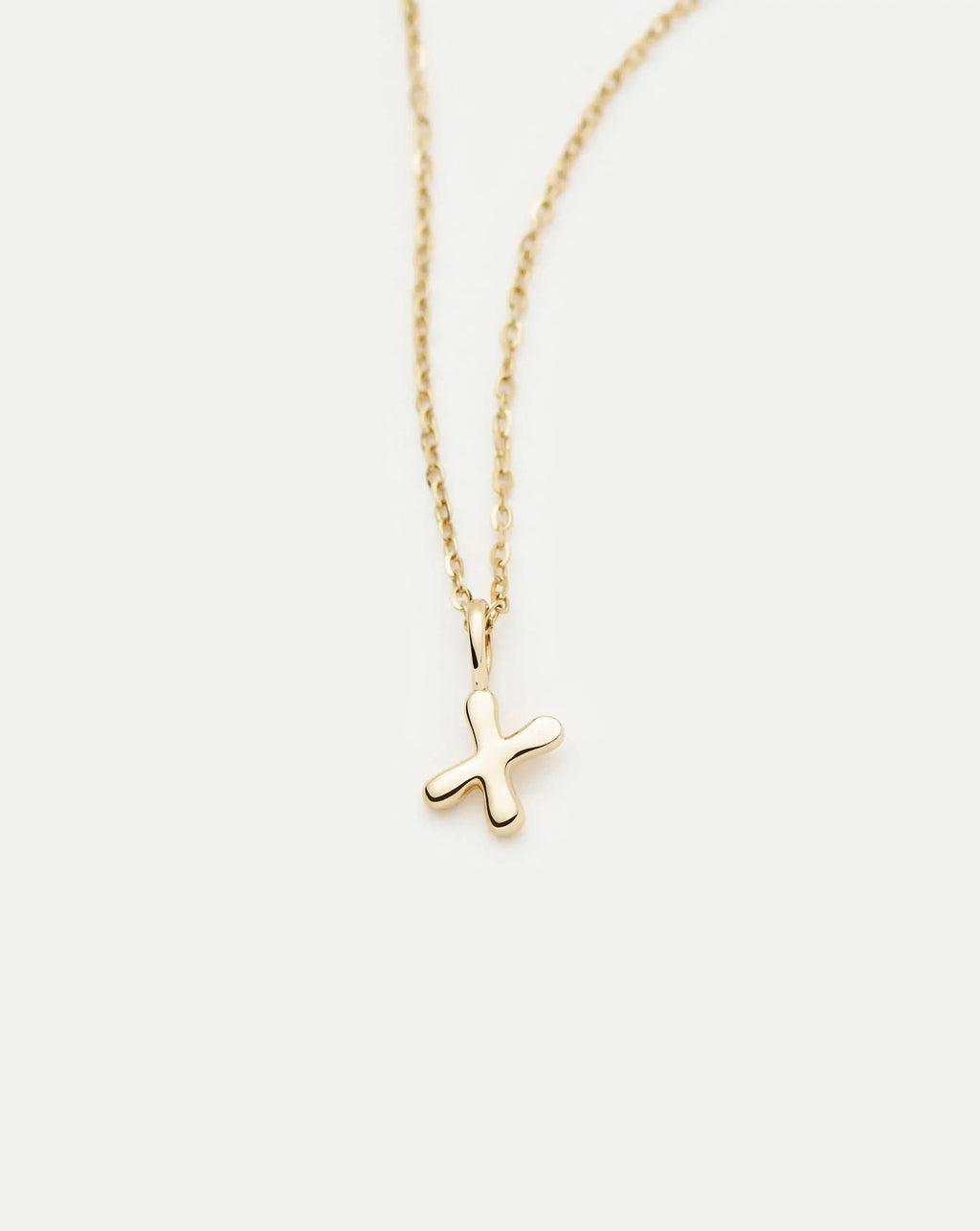 Solid Gold Initial Mini Pendant Necklace - X | 14ct Solid Gold