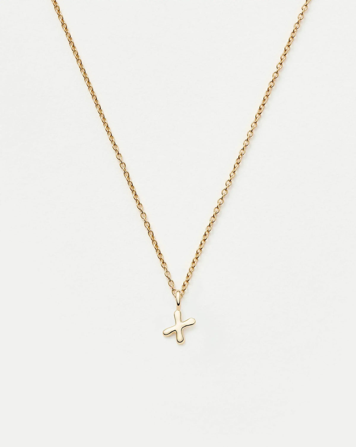 Solid Gold Initial Mini Pendant Necklace - X | 14ct Solid Gold