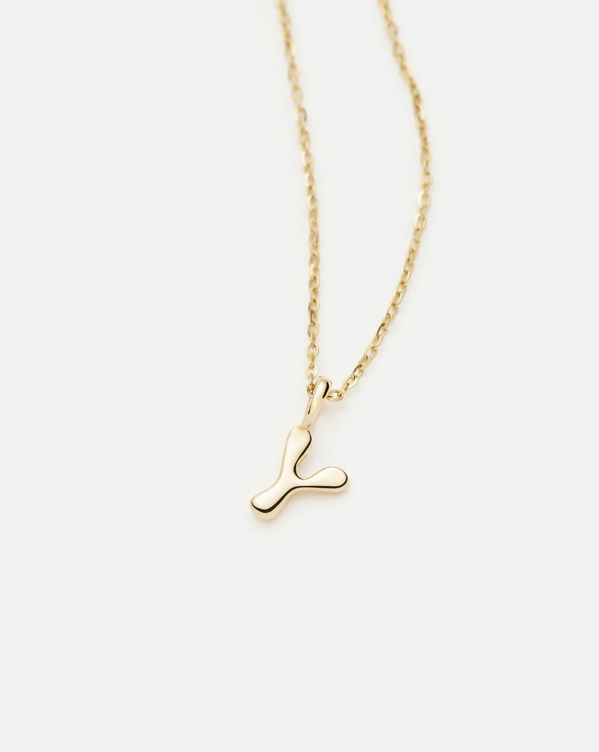 Solid Gold Initial Mini Pendant Necklace - Y | 14ct Solid Gold