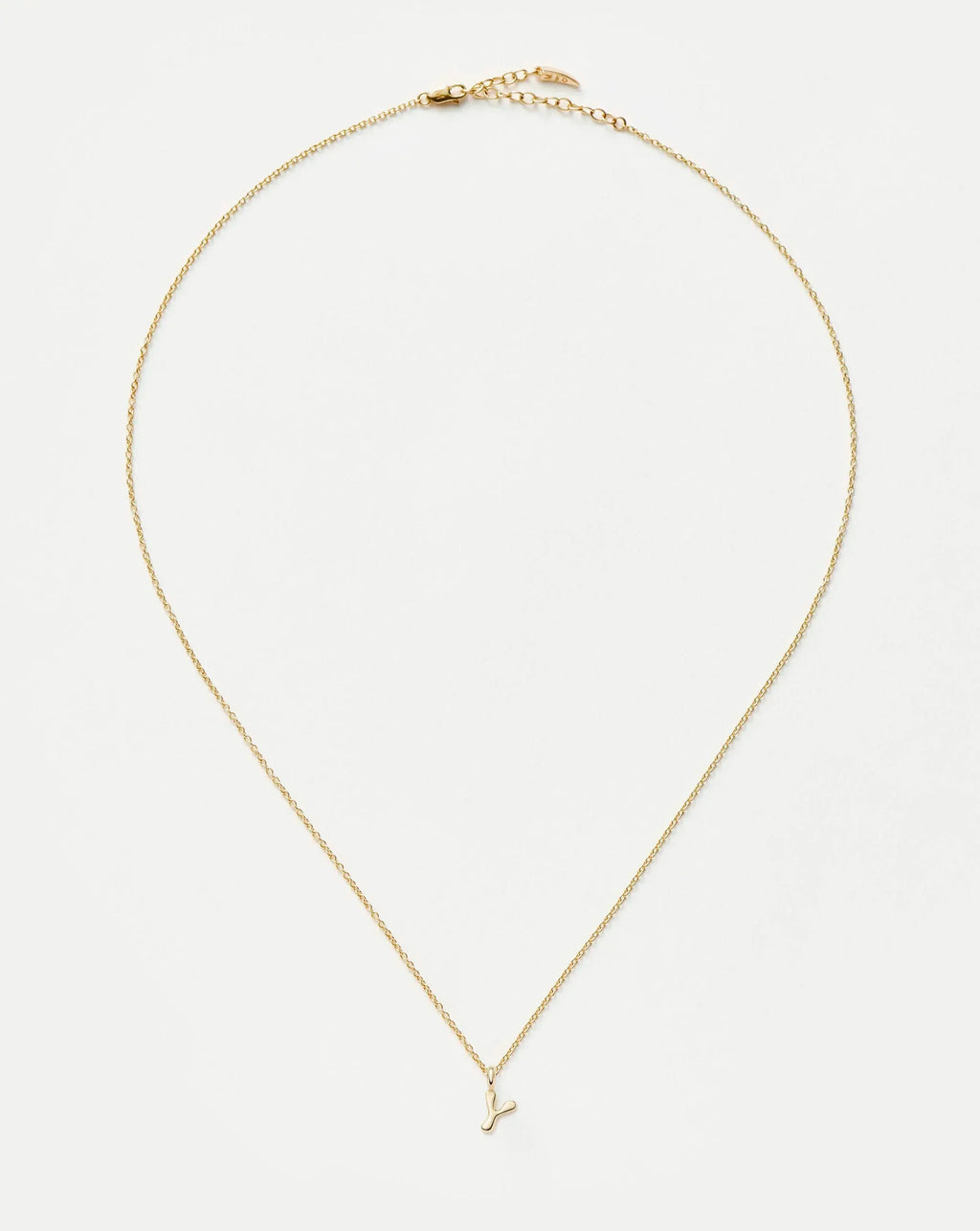 Solid Gold Initial Mini Pendant Necklace - Y | 14ct Solid Gold