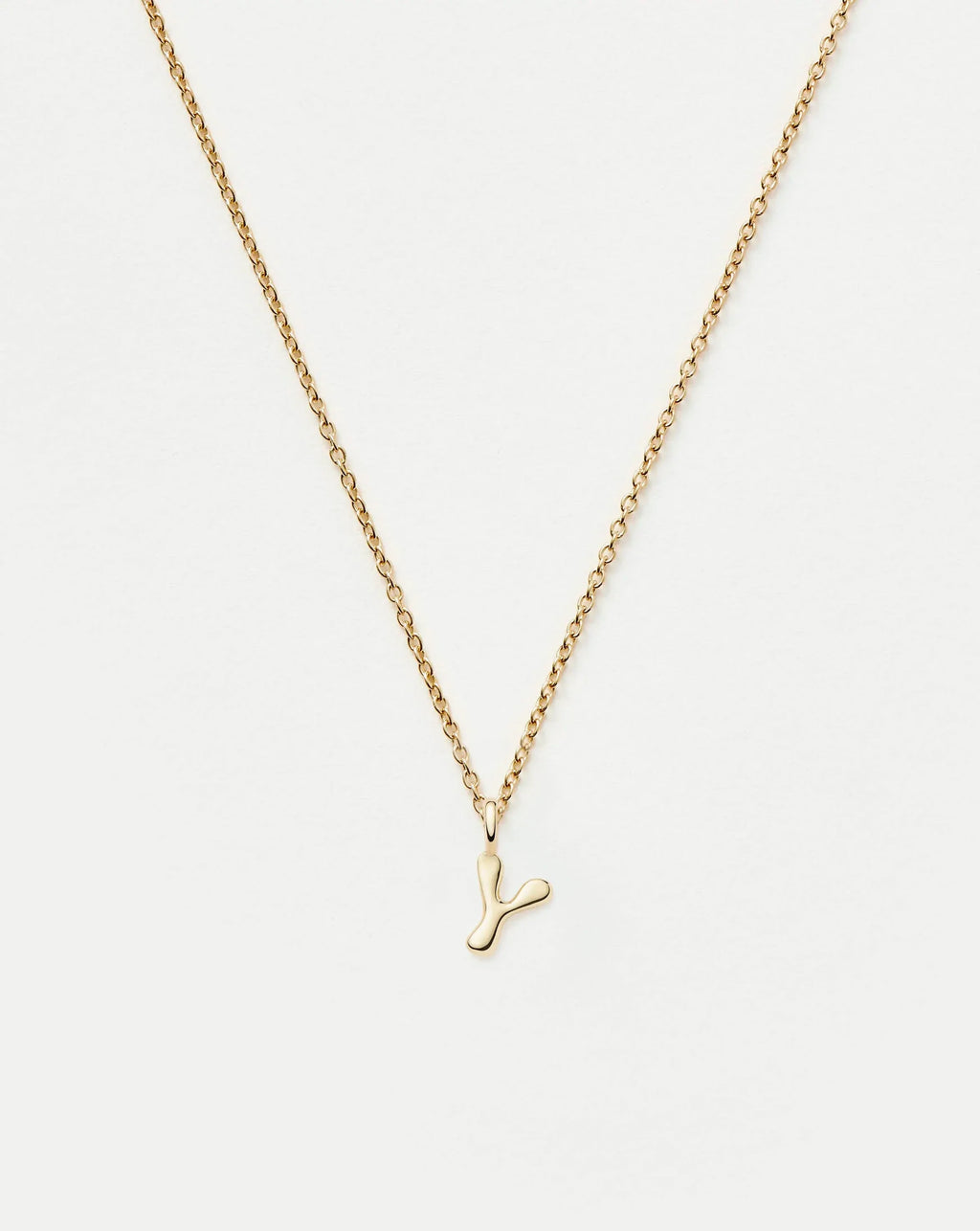 Solid Gold Initial Mini Pendant Necklace - Y | 14ct Solid Gold