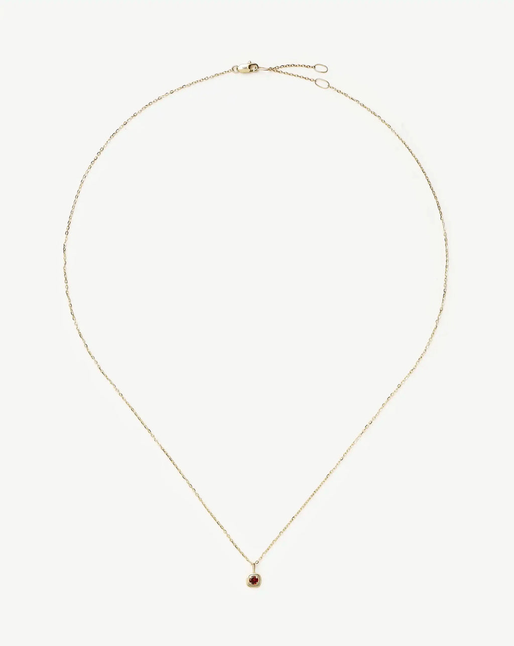 Solid Gold January Birthstone Pendant Necklace | 14ct Solid Gold/Garnet