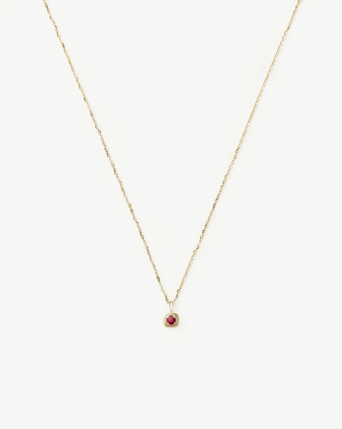 Solid Gold July Birthstone Pendant Necklace | 14ct Solid Gold/Ruby