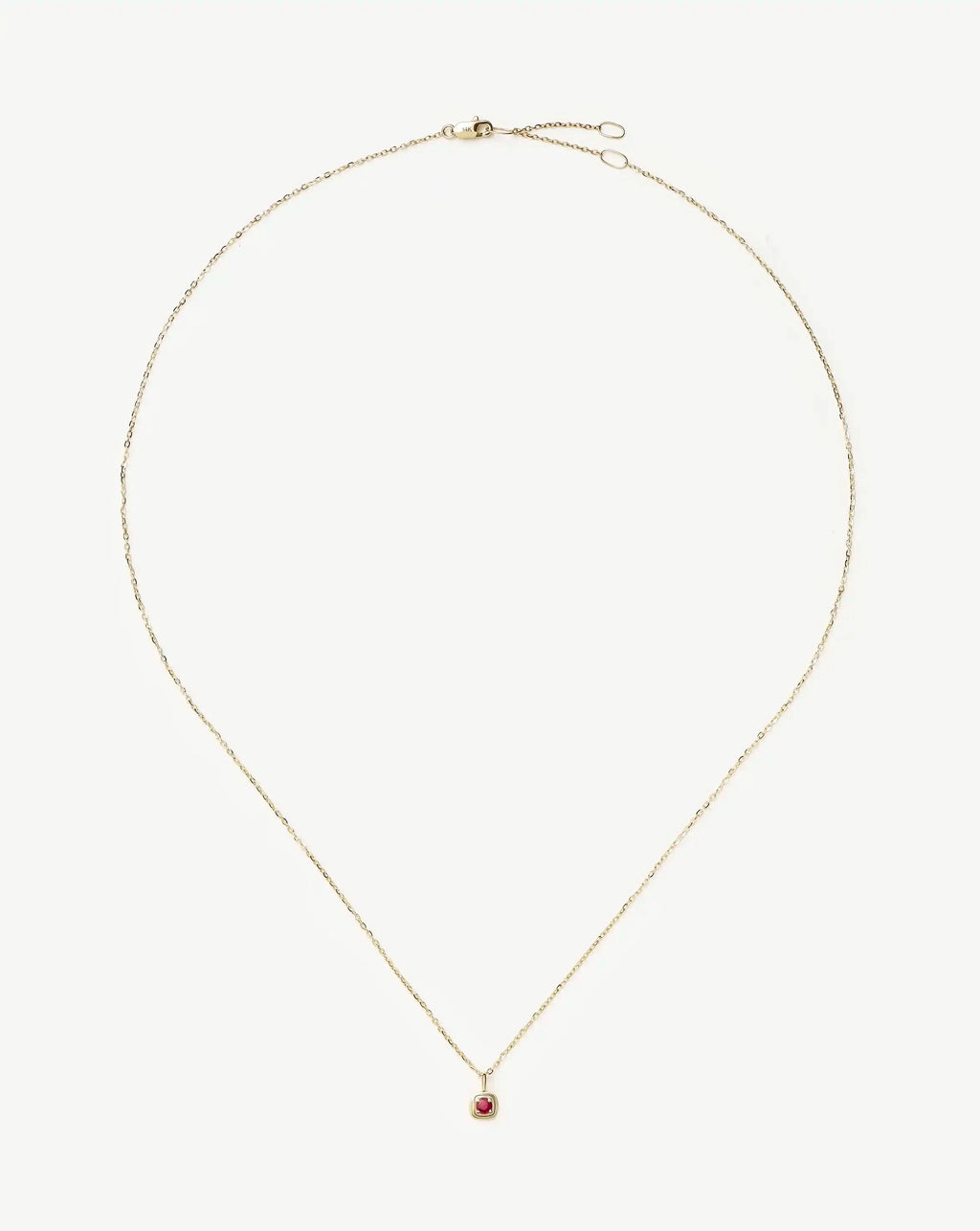 Solid Gold July Birthstone Pendant Necklace | 14ct Solid Gold/Ruby