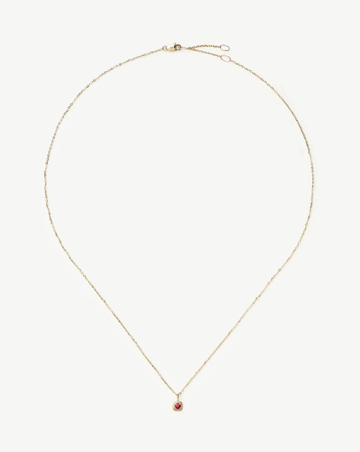 Solid Gold July Birthstone Pendant Necklace | 14ct Solid Gold/Ruby