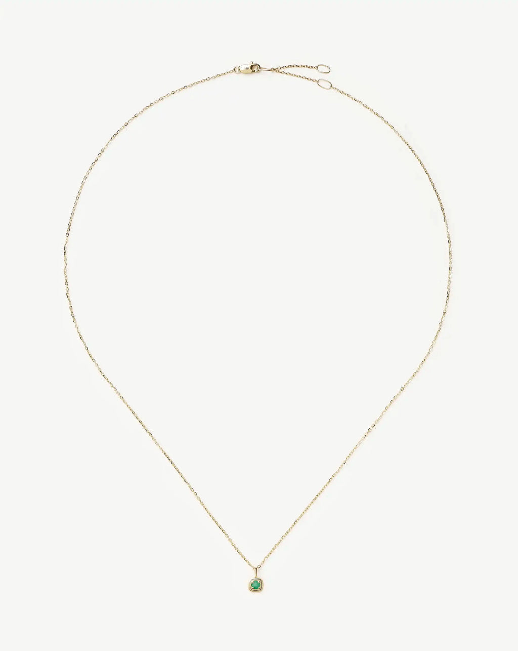 Solid Gold May Birthstone Pendant Necklace | 14ct Solid Gold/Emerald
