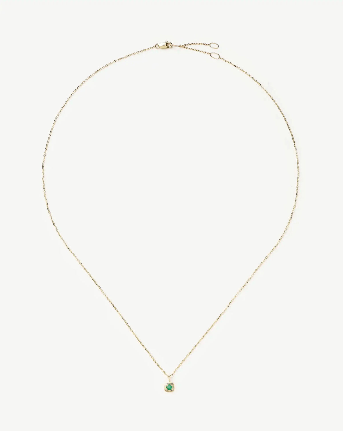 Solid Gold May Birthstone Pendant Necklace | 14ct Solid Gold/Emerald