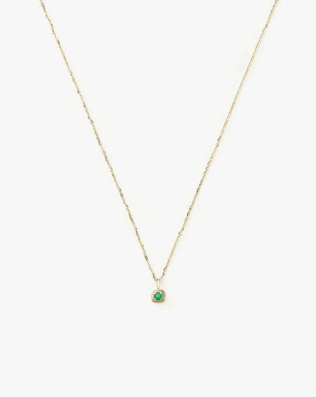 Solid Gold May Birthstone Pendant Necklace | 14ct Solid Gold/Emerald