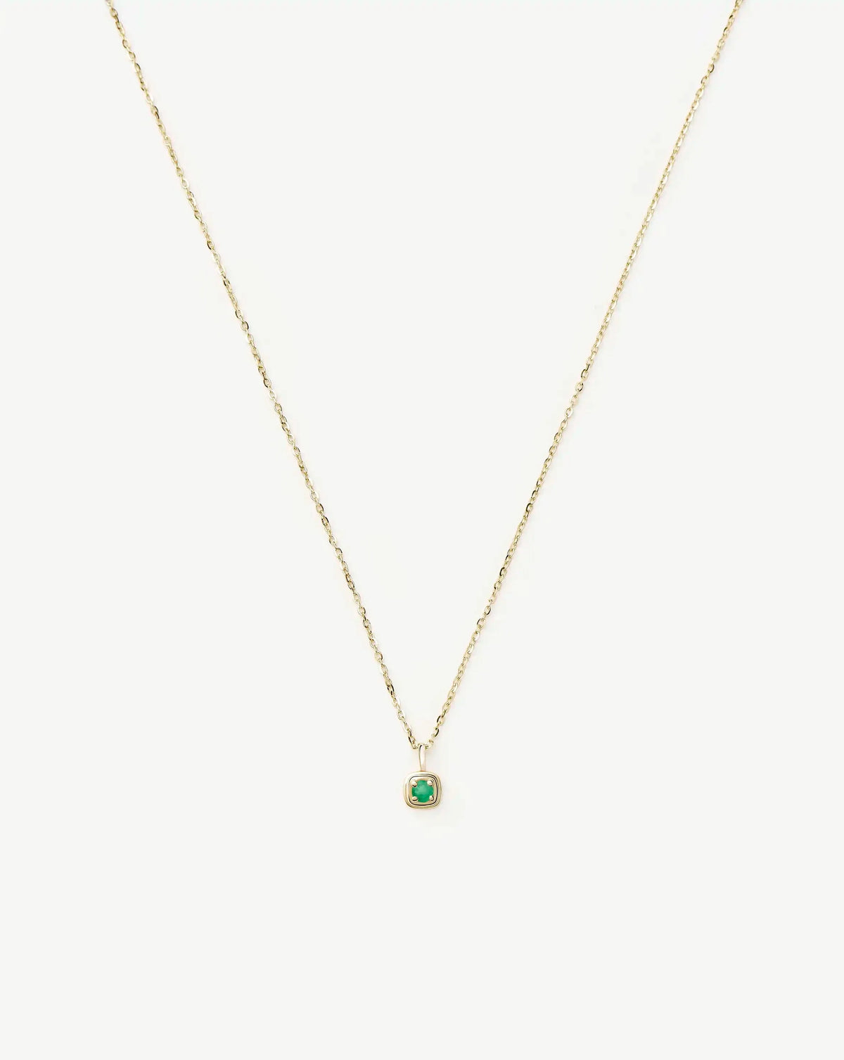 Solid Gold May Birthstone Pendant Necklace | 14ct Solid Gold/Emerald