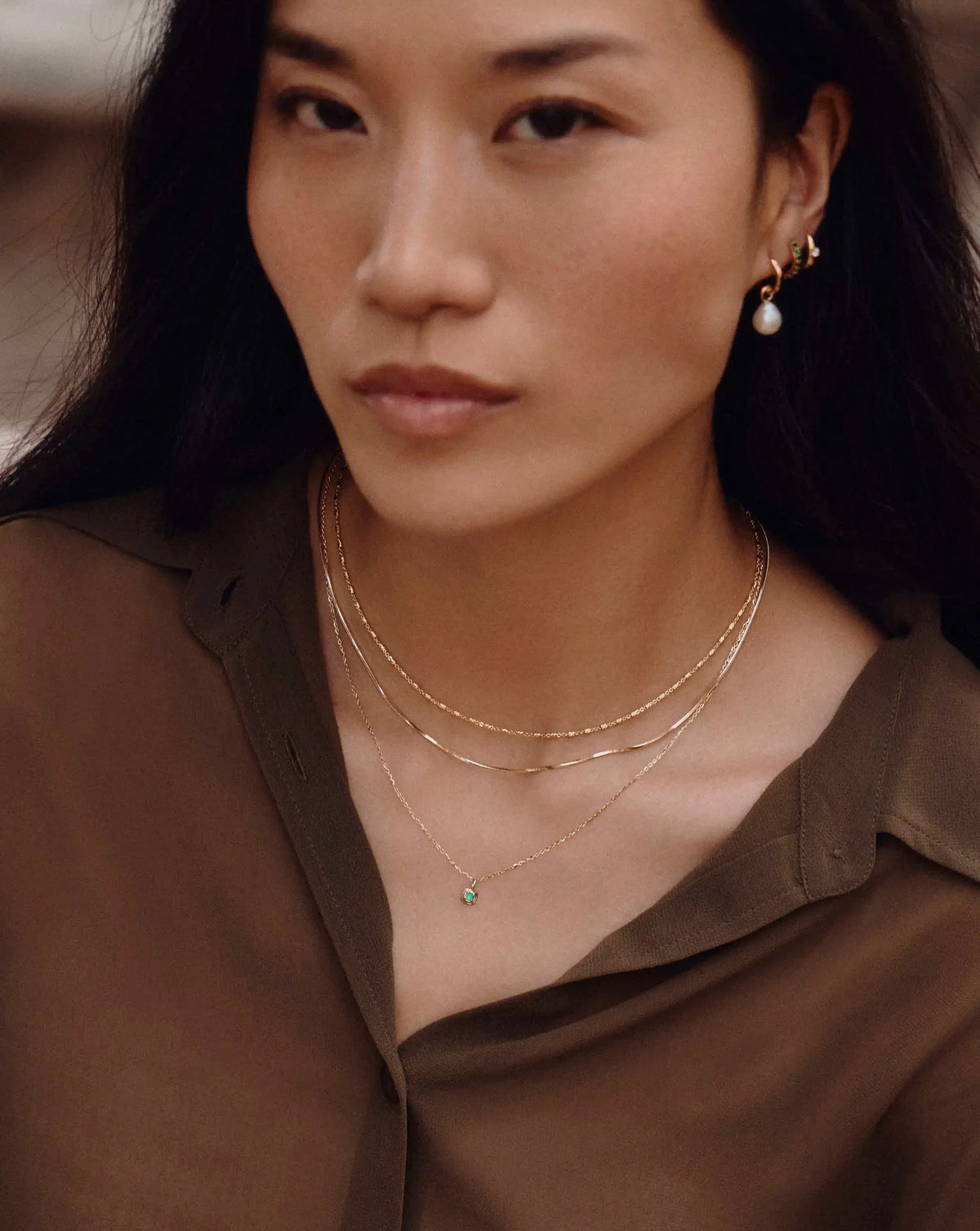 Solid Gold May Birthstone Pendant Necklace | 14ct Solid Gold/Emerald