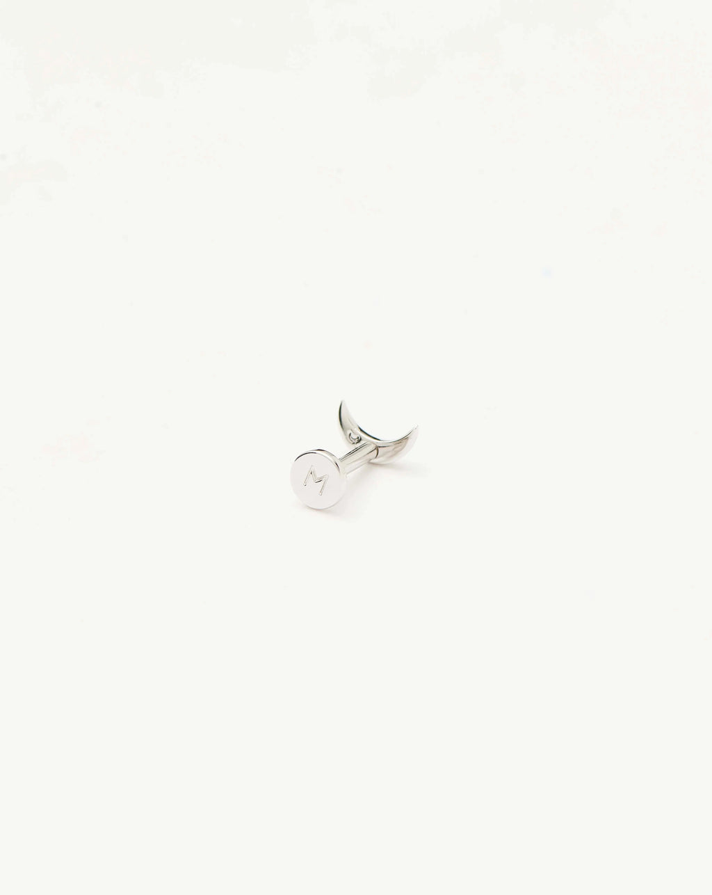 Solid Gold Moon Flat Back Stud Earring | 9ct Solid White Gold
