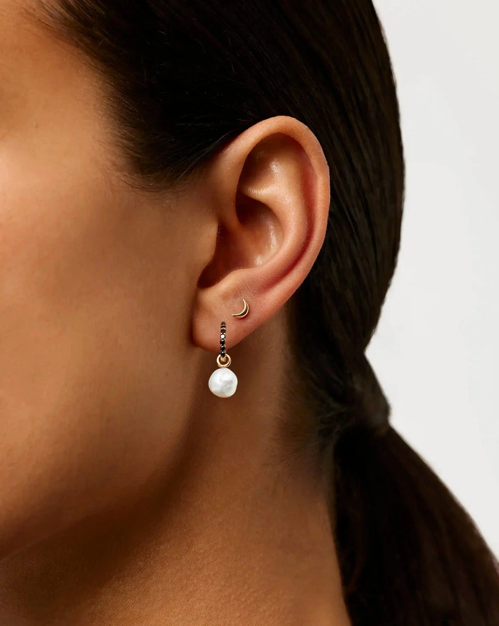 Solid Gold Moon Flat Back Stud Earring | 9ct Solid Yellow Gold