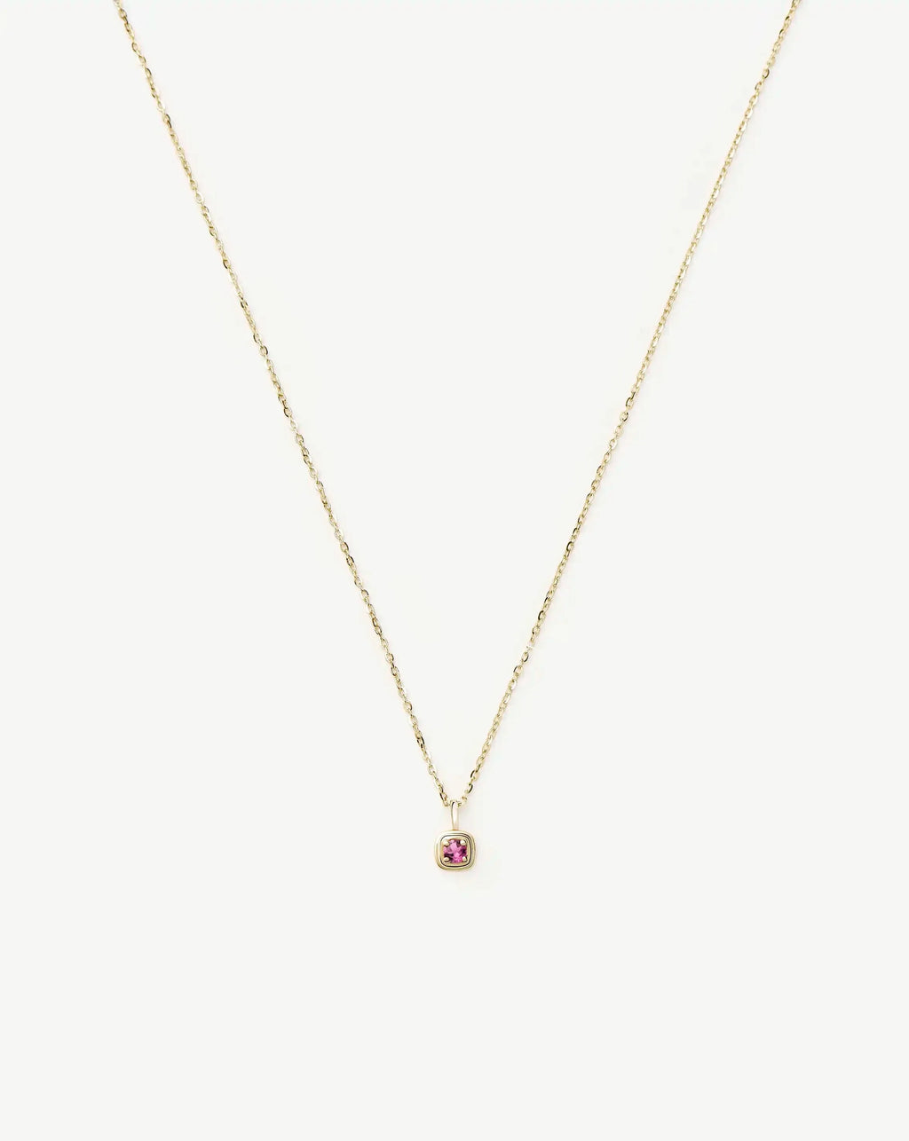 Solid Gold October Birthstone Pendant Necklace | 14ct Solid Gold/Pink Tourmaline
