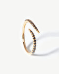 Solid Gold Open Claw Ring | 9ct Solid Yellow Gold/Black Diamond