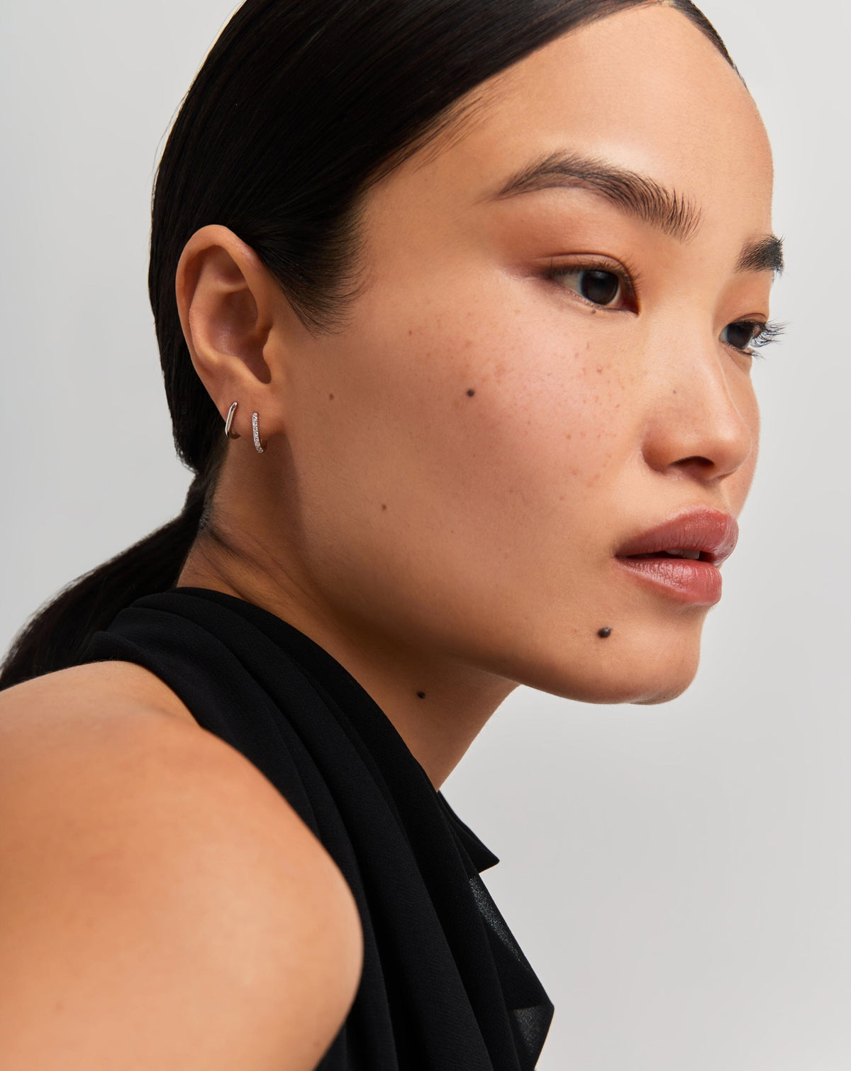 Solid Gold Ovate Mini Hoop Earrings | 9ct Solid White Gold