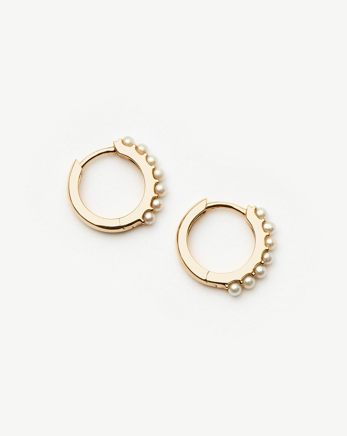 Solid Gold Pearl Huggies