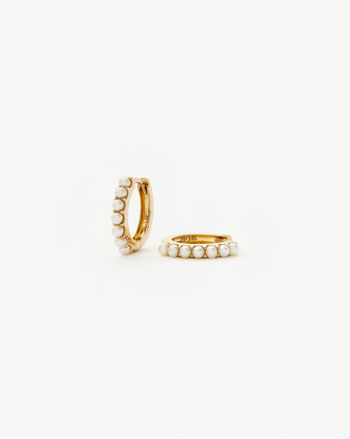 Solid Gold Pearl Huggies