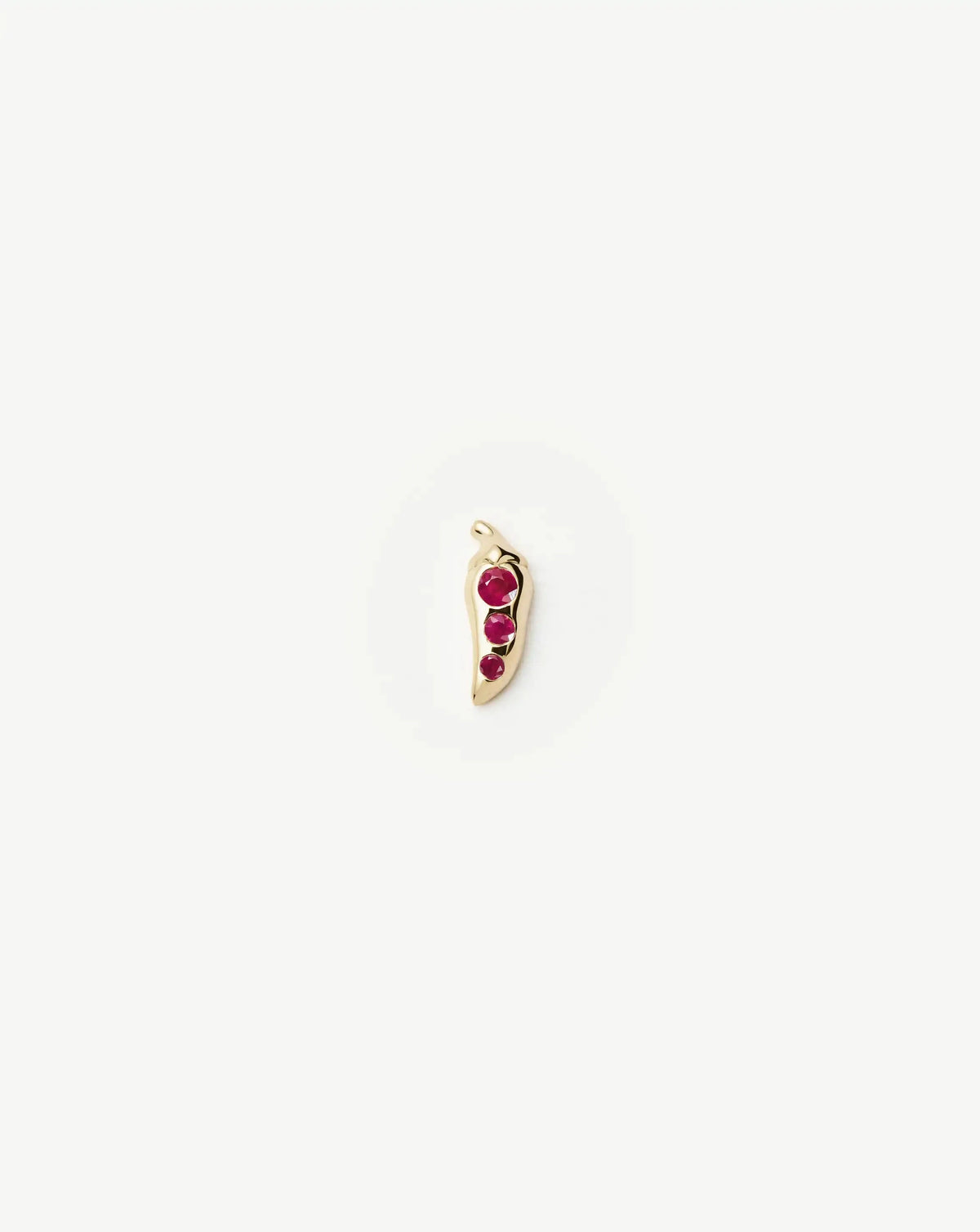 Solid Gold Ruby Chilli Single Stud Earring | 9ct Solid Gold/Ruby