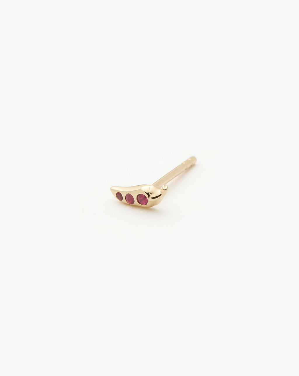 Solid Gold Ruby Chilli Single Stud Earring | 9ct Solid Gold/Ruby