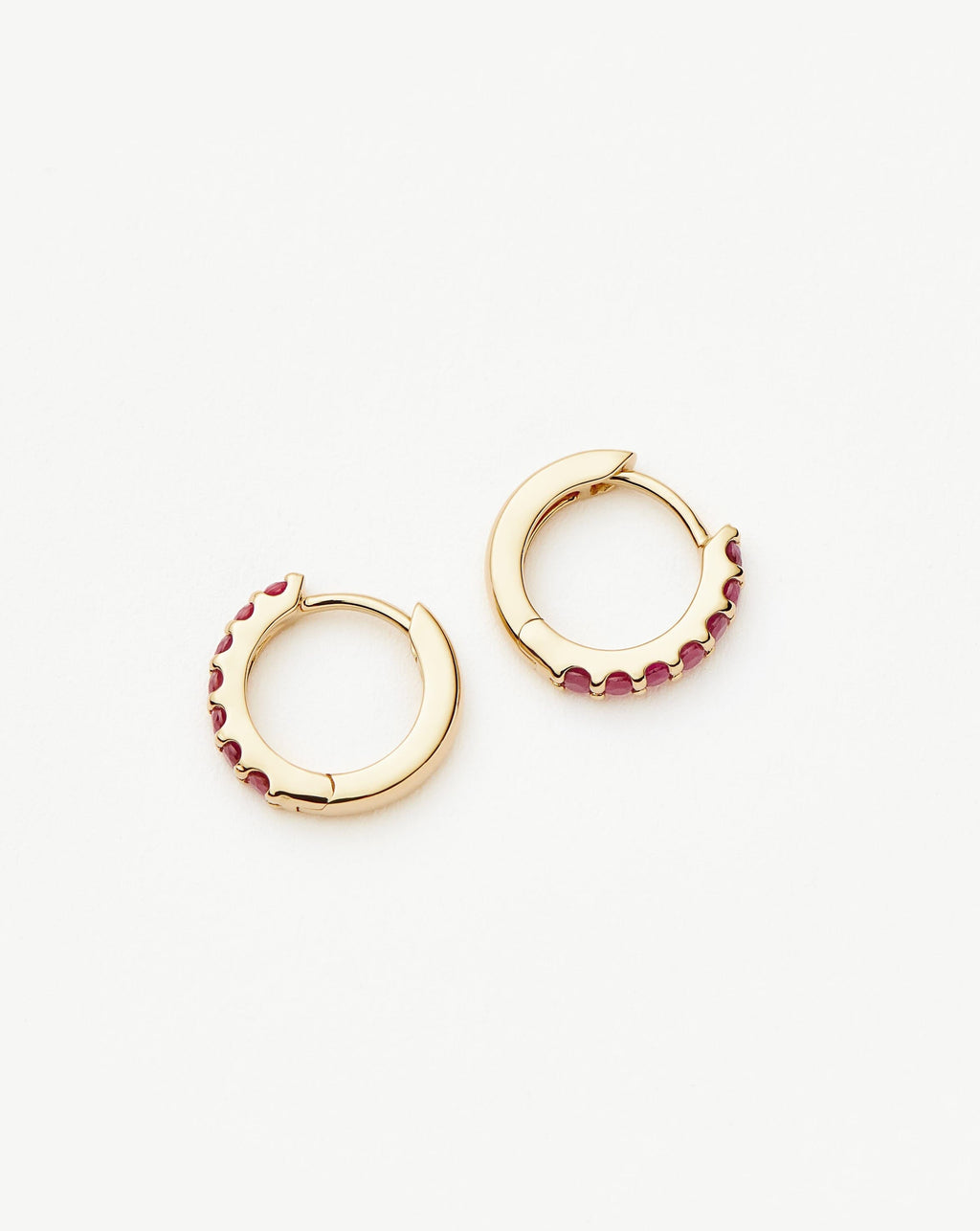 Solid Gold Ruby Huggies | 9ct Solid Yellow Gold/Ruby