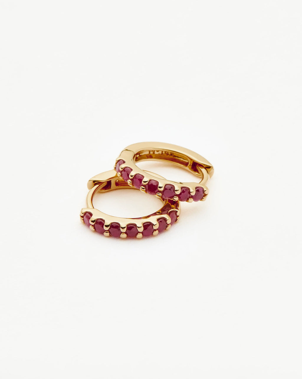 Solid Gold Ruby Huggies | 9ct Solid Yellow Gold/Ruby