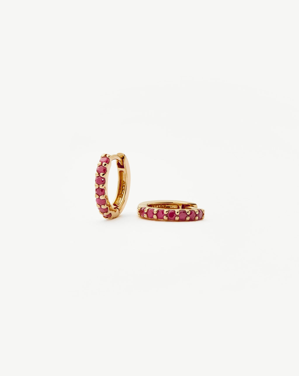 Solid Gold Ruby Huggies | 9ct Solid Yellow Gold/Ruby