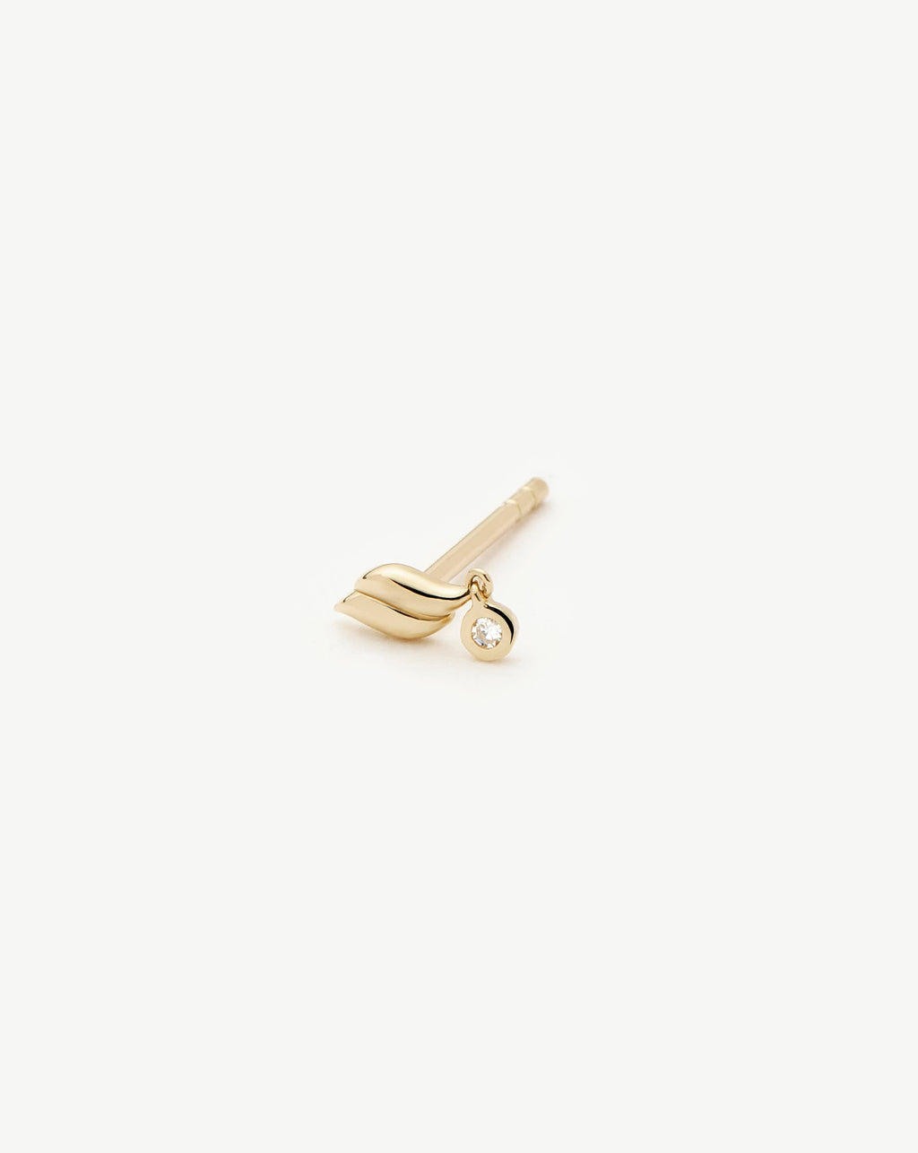 Solid Gold Savi Single Stud Earring | 9ct Solid Yellow Gold/Diamond