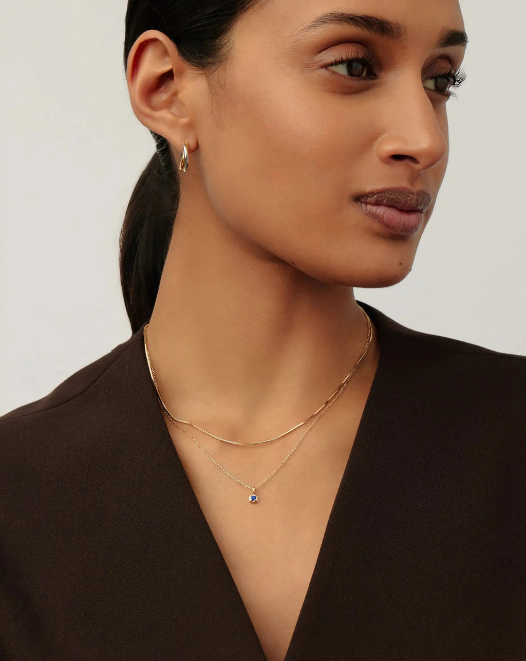 Solid Gold September Birthstone Pendant Necklace | 14ct Solid Gold/Blue Sapphire