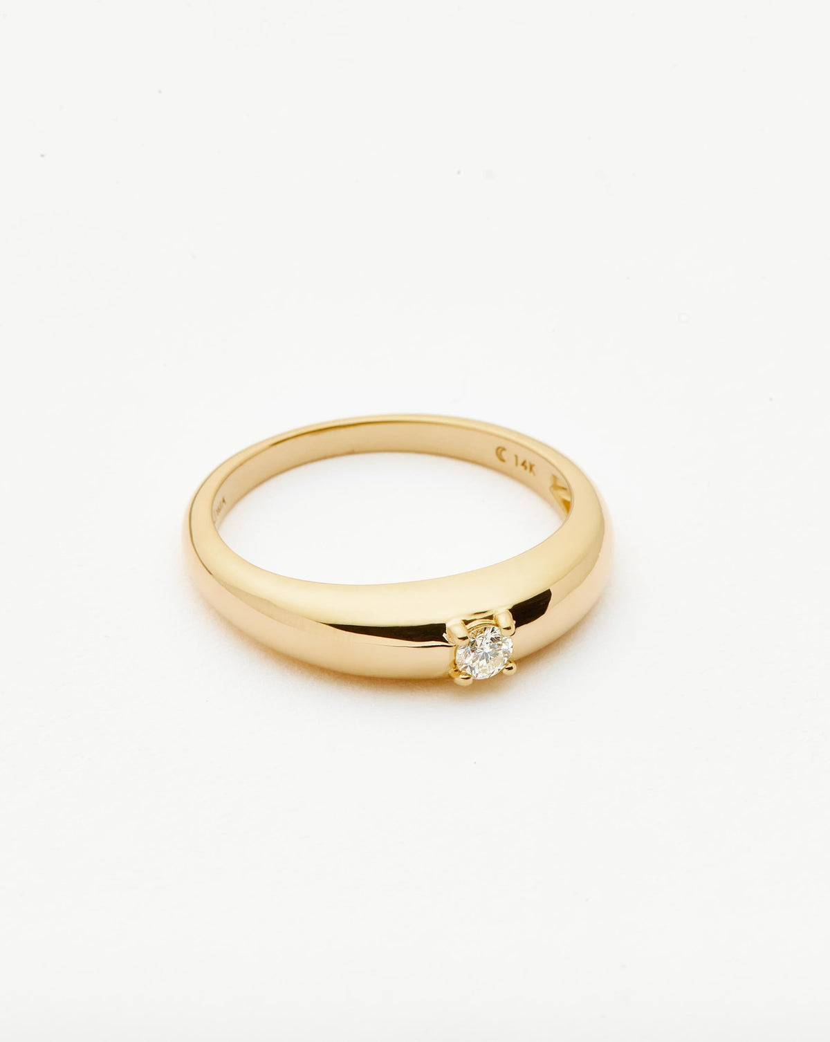 Solid Gold Single Diamond Classic Dome Ring | 9ct Solid Yellow Gold/Diamond