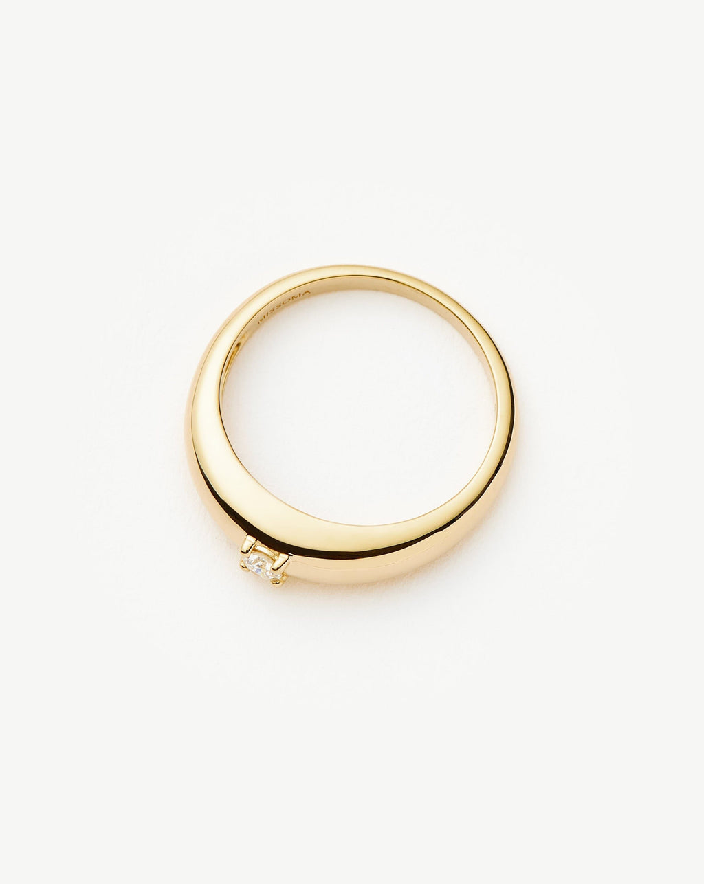 Solid Gold Single Diamond Classic Dome Ring | 9ct Solid Yellow Gold/Diamond