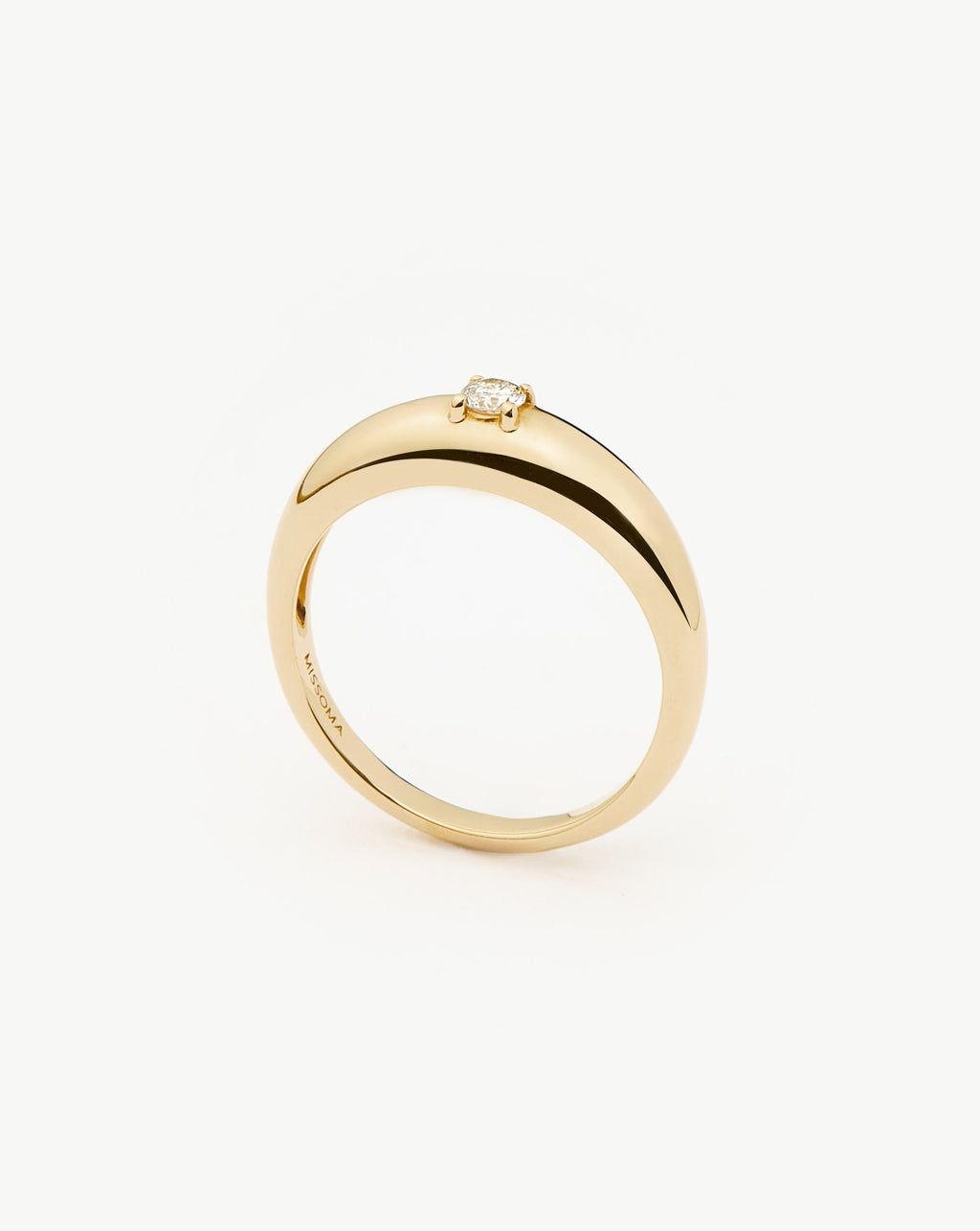 Solid Gold Single Diamond Classic Dome Ring | 9ct Solid Yellow Gold/Diamond