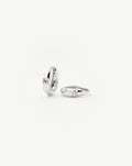 Solid Gold Single Diamond Dome Huggies | 9ct Solid White Gold/Diamond