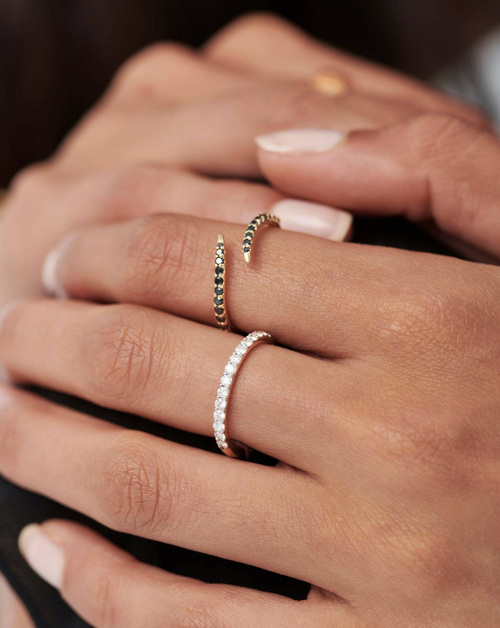 Solid Gold Slim Half Eternity Ring | 9ct Solid Yellow Gold/Diamond