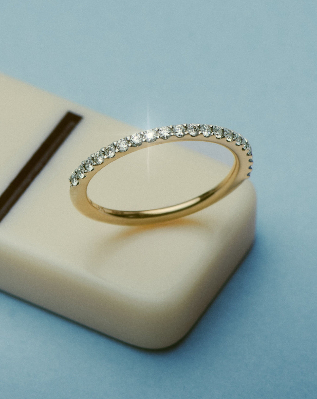 Solid Gold Slim Half Eternity Ring | 9ct Solid Yellow Gold/Diamond