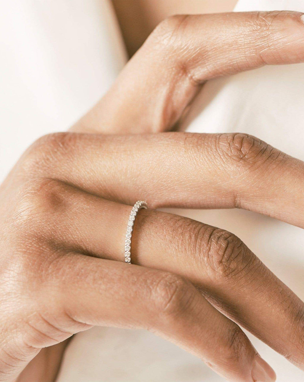 Solid Gold Slim Half Eternity Ring | 9ct Solid White Gold/Diamond