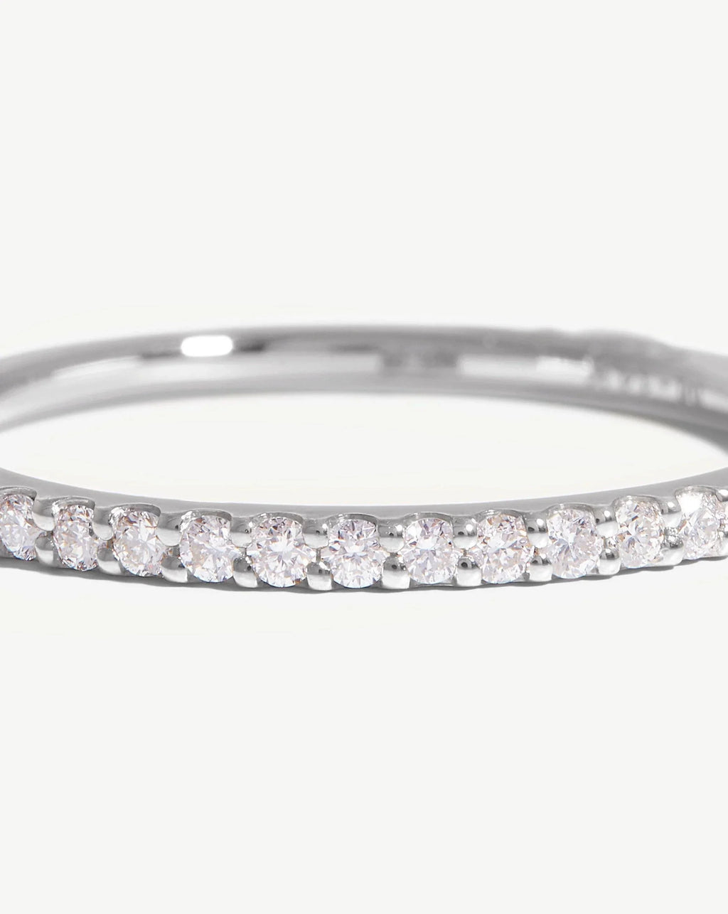 Solid Gold Slim Half Eternity Ring | 9ct Solid White Gold/Diamond