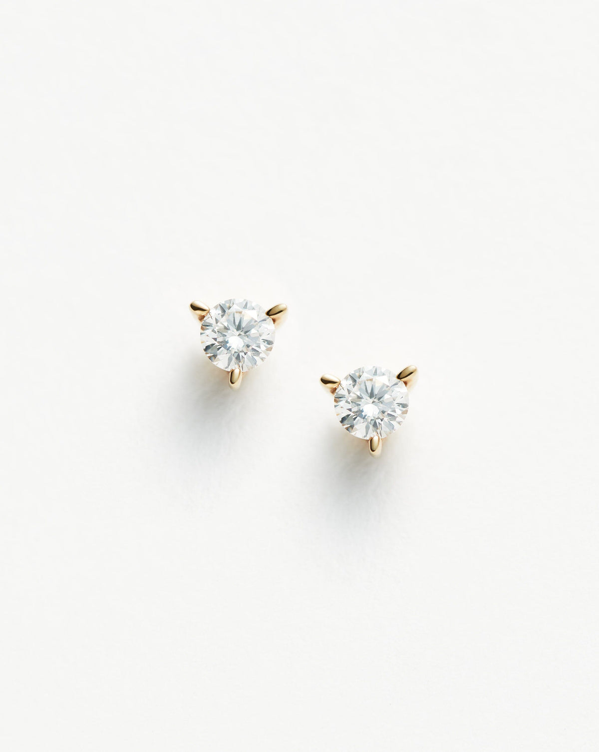 Solid Gold Small Solitaire Diamond Stud Earrings | 9ct Solid Yellow Gold