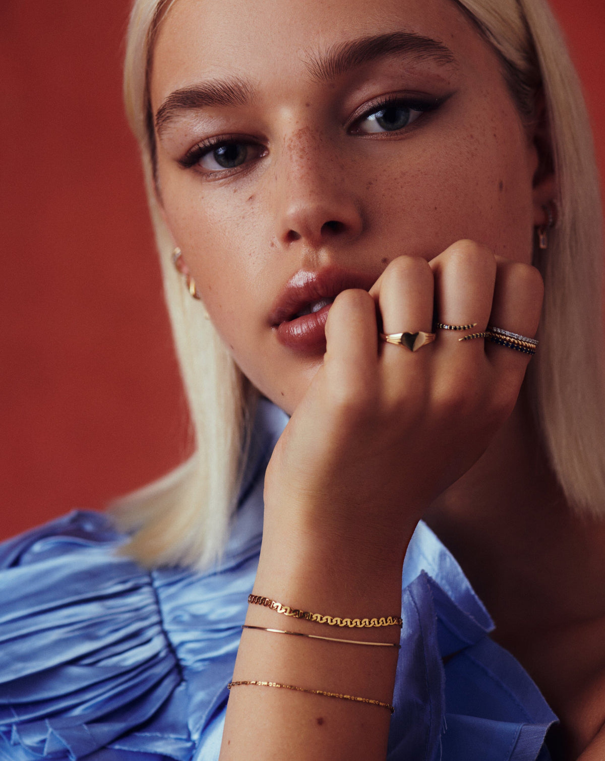 Solid Gold Square Snake Chain Bracelet